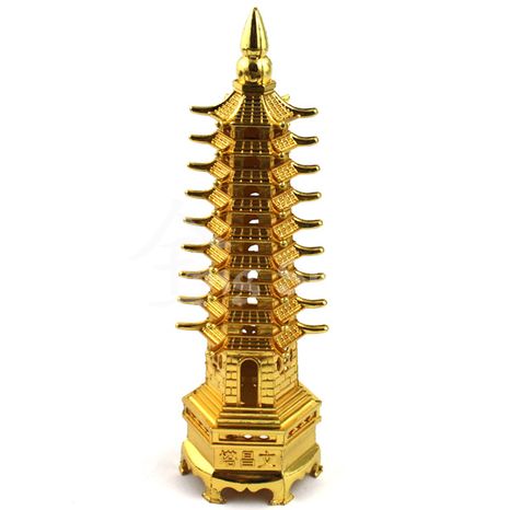 Pagoda šťěstí, zlatá 18 cm